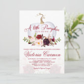 Little Pumpkin Marsala und Blush Baby Dusche Einladung (Stehend Vorderseite)