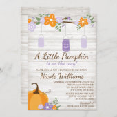 Little Pumpkin Mason Jar Lavender Girl Baby Shower Einladung (Vorne/Hinten)