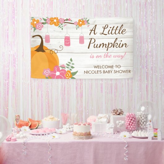 Little Pumpkin Mason Jars Fall Girl Babydusche Banner (Party)
