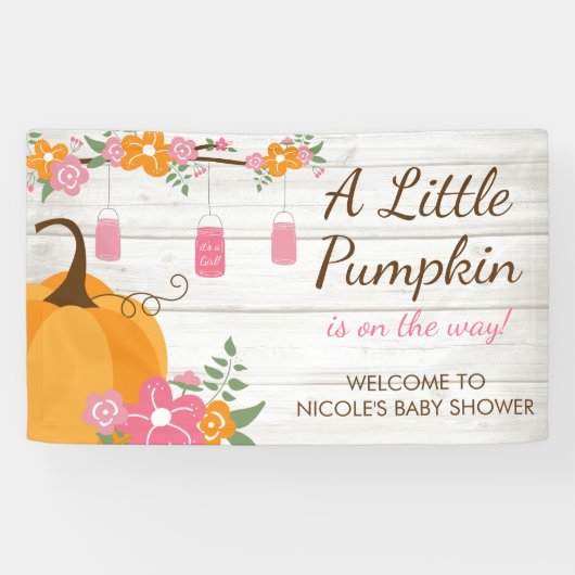 Little Pumpkin Mason Jars Fall Girl Babydusche Banner (Horizontal)