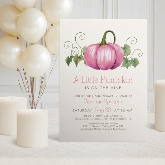 Little Pumpkin Minimalistisch Girl Babydusche Einladung