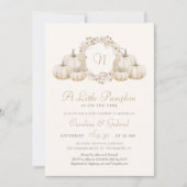 Little Pumpkin Minimalistisch Monogram Baby Shower Einladung (Vorderseite)
