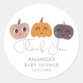 Little Pumpkin Modern Baby Dusche Runder Aufkleber (Vorderseite)