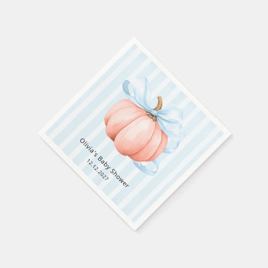 Little Pumpkin Modern Blue Bow Boy Baby Dusche Serviette (Ecke)