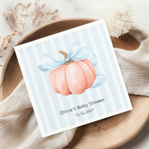 Little Pumpkin Modern Blue Bow Boy Baby Dusche Serviette
