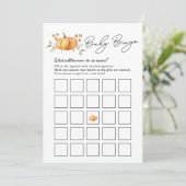 Little Pumpkin Neutral Baby Shower Bingo Card Einladung (Stehend Vorderseite)