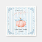 Little Pumpkin Niedlich Blue Bow Baby Dusche Serviette (Vorderseite)