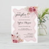 Little Pumpkin Niedlich Pink Boho Babydusche Einladung (Stehend Vorderseite)