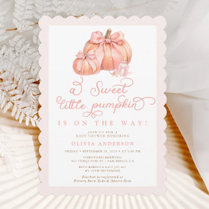 Little Pumpkin Niedlich Pink Bow Baby Dusche Einladung