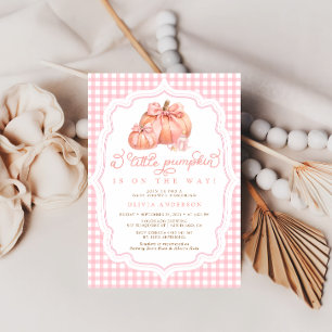 Little Pumpkin Niedlich Pink Bow Girl Babydusche Einladung