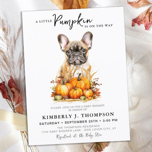 Little Pumpkin Niedlich Puppy Simple Fall Baby Dus Einladungspostkarte