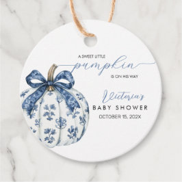 Little Pumpkin on the Way Boy Baby Shower Toile Geschenkanhänger