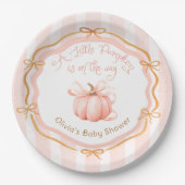 Little Pumpkin on the Way Orange Baby Shower Pappteller (Vorderseite)