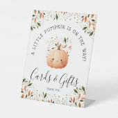 Little Pumpkin on Way Baby Shower Cards Geschenke Sockelschild (Vorderseite)
