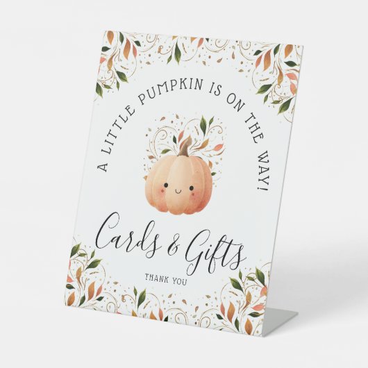 Little Pumpkin on Way Baby Shower Cards Geschenke Sockelschild (Vorderseite)