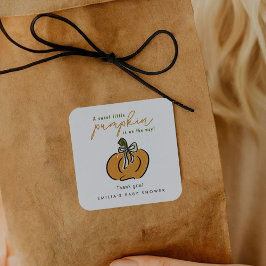 Little Pumpkin on Way Baby Shower Danke Quadratischer Aufkleber