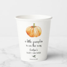 Little Pumpkin on Way Baby Shower Paper Cups