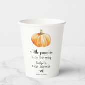 Little Pumpkin on Way Baby Shower Paper Cups Pappbecher (Vorderseite)