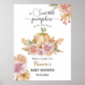 Little Pumpkin on Way Baby Shower Willkommen Poster (Vorne)
