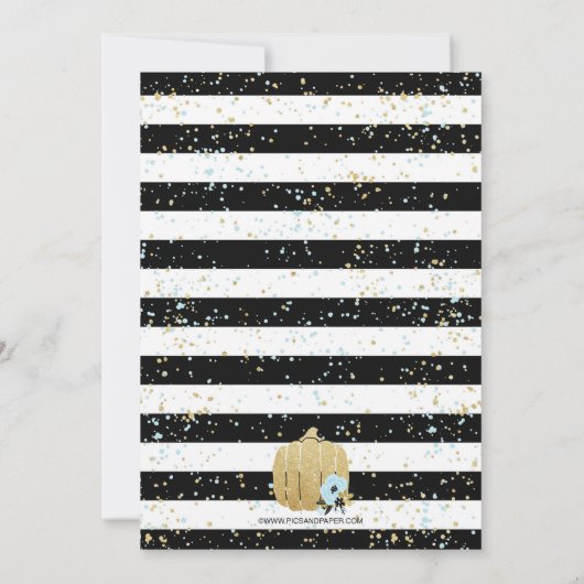 Little Pumpkin on Way- Blue and Gold- Boy Einladung (Rückseite)