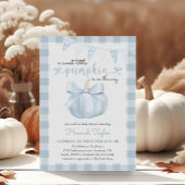 Little Pumpkin on Way Blue Bow Baby Shower Einladung