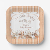 Little Pumpkin on Way Boho Floral Baby Shower Pappteller (Vorderseite)