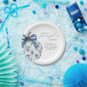 Little Pumpkin on Way Boy Baby Shower Blue Bow Pappteller (Party)