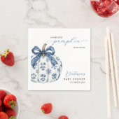 Little Pumpkin on Way Boy Baby Shower Blue Bow Serviette (Beispiel)