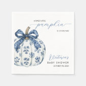 Little Pumpkin on Way Boy Baby Shower Blue Bow Serviette (Vorderseite)