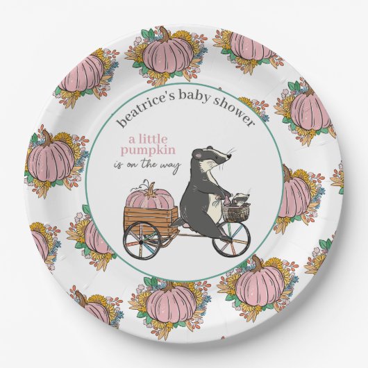 Little Pumpkin on Way Girl Baby Shower Pappteller
