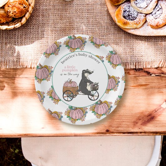 Little Pumpkin on Way Girl Baby Shower Pappteller