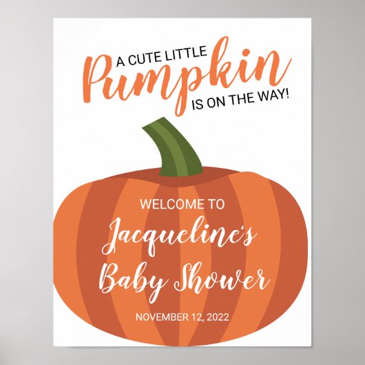 Little Pumpkin on Way Herbst Baby Dusche Empfang Poster (Vorne)