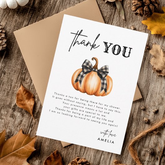 Little Pumpkin Orange Autumn Baby Shower Dankeskarte