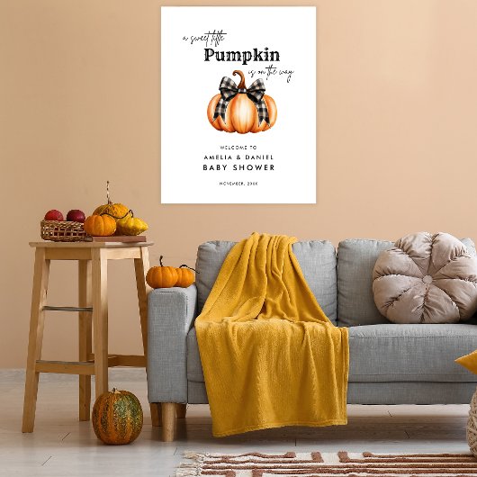 Little Pumpkin Orange Black Minimalism Baby Dusche Poster