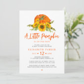 Little pumpkin orange fall floral baby shower einladung (Stehend Vorderseite)