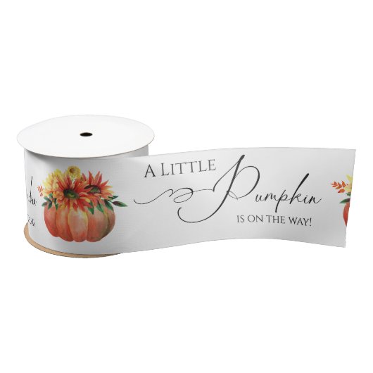 Little Pumpkin Orange Fall Rustic Baby Dusche Satinband (Spule)