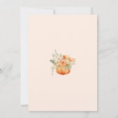 Little Pumpkin Orange Floral Fall Baby Shower  Einladung (Rückseite)