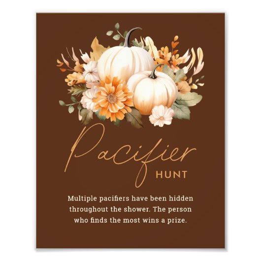 Little Pumpkin Pacifier Hunt Baby Shower Sign Fotodruck (Vorne)