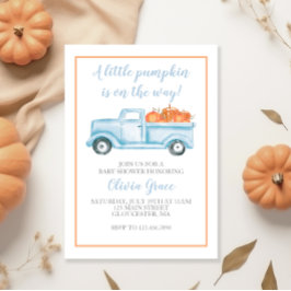 Little Pumpkin Pastel Blue Fall Baby Dusche Einladung
