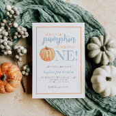 Little Pumpkin Pastel Blue Fall First Birthday Inv Einladung