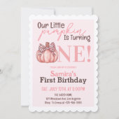 Little Pumpkin Pastel Pink Herbst Erster Geburtsta Einladung (Vorderseite)