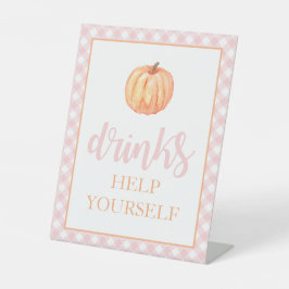 Little Pumpkin Pastel Pink Herbst Geburtstagsgeträ Sockelschild