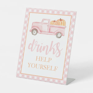 Little Pumpkin Pastel Pink Truck Drinks Sockelschild