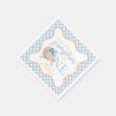 Little Pumpkin Pastellblauer Bogen kariert 1. Gebu Serviette (Ecke)