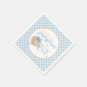 Little Pumpkin Pastellblauer Bogen kariert 1. Gebu Serviette (Ecke)