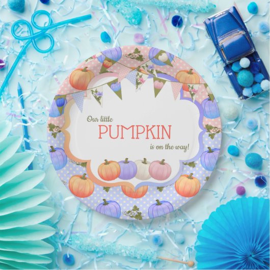 Little Pumpkin Patch Gender Reveal Blue Peach Pappteller (Party)