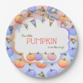 Little Pumpkin Patch Gender Reveal Blue Peach Pappteller (Vorderseite)