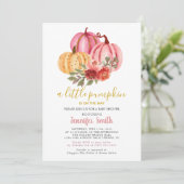 Little Pumpkin Pink Baby Dusche Einladung (Stehend Vorderseite)