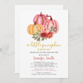 Little Pumpkin Pink Baby Dusche Einladung (Vorne/Hinten)