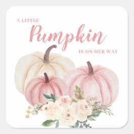 Little Pumpkin Pink Baby Dusche Quadratischer Aufkleber
